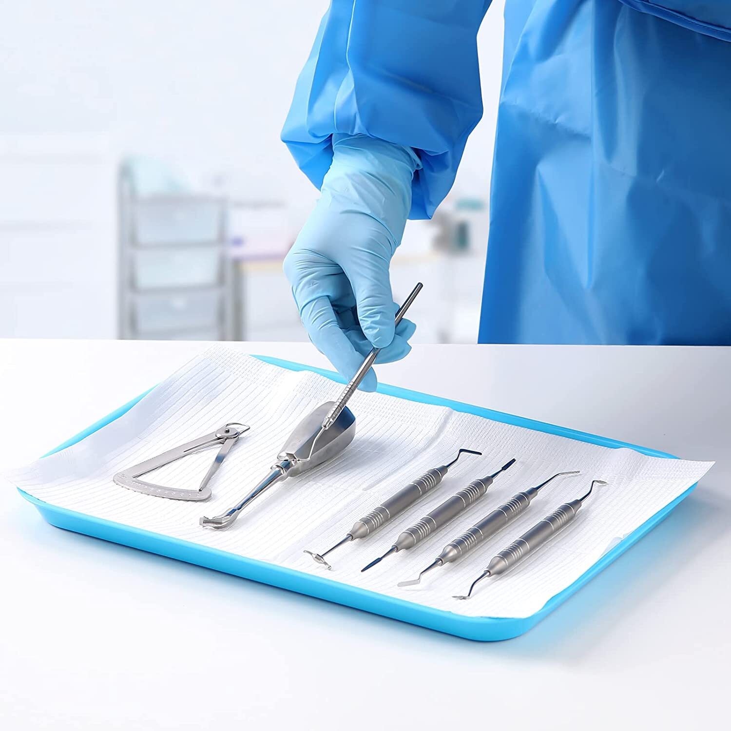20PCS Dental Flat Trays Autoclavable Plastic Tray Size B 13.25X9.75″ (10 Colors)