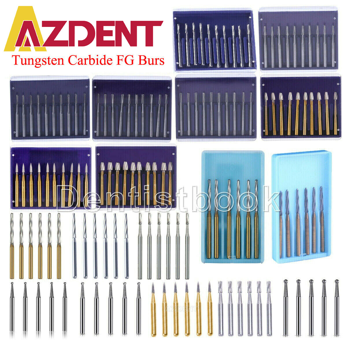 AZDENT Dental Tungsten Carbide Bur FG Dills Round Type For High Speed Handpiece