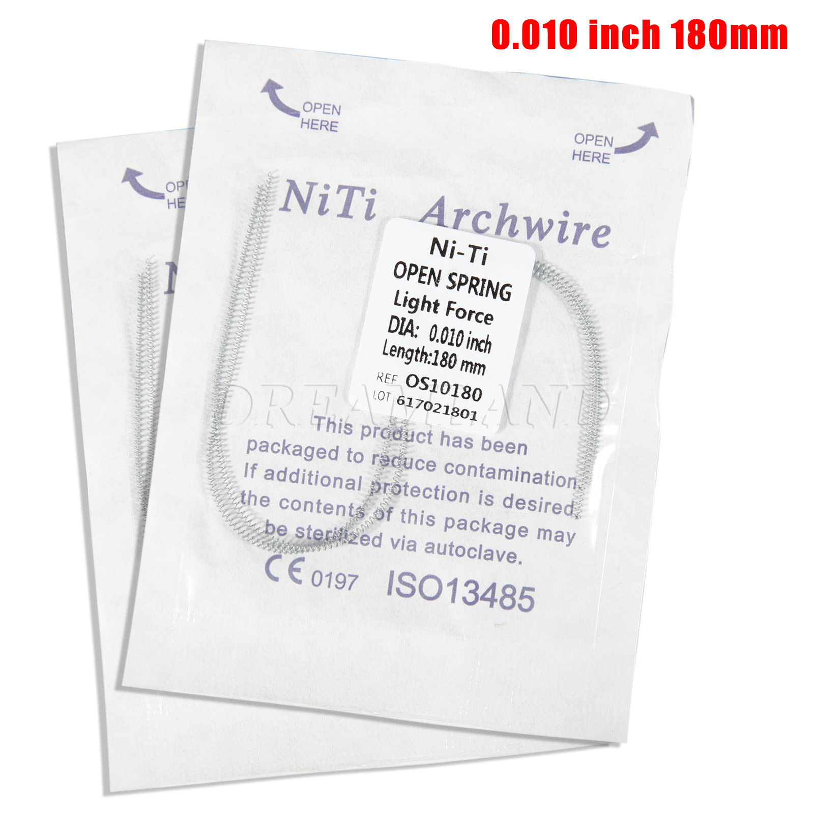 1-100Packs Dental Orthodontic Niti Open Coil Spring NITI Alloy 0.010/0.012*180mm