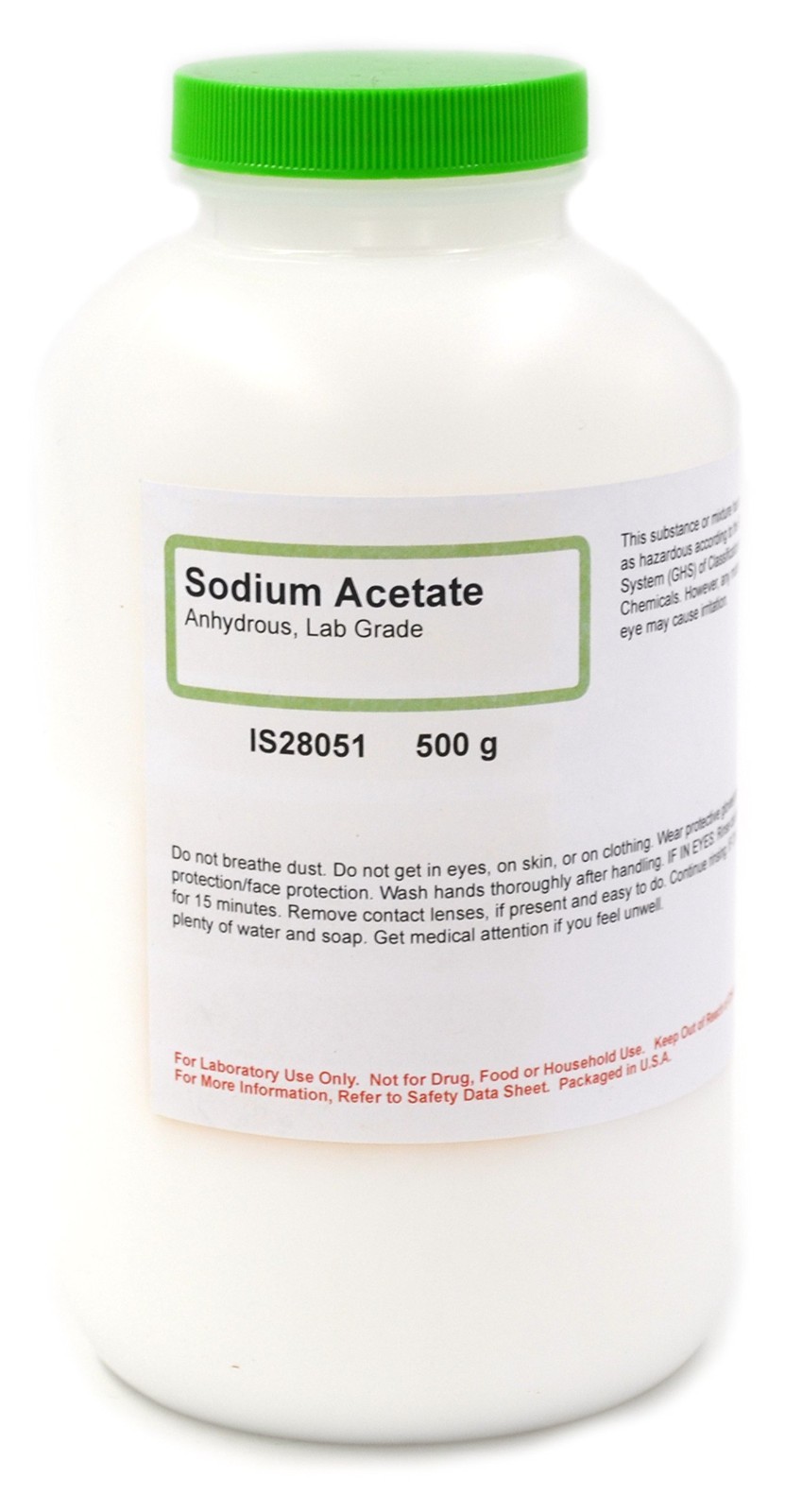 High-Purity Anhydrous Sodium Acetate 500g – Lab-Grade Chemical for Experiments