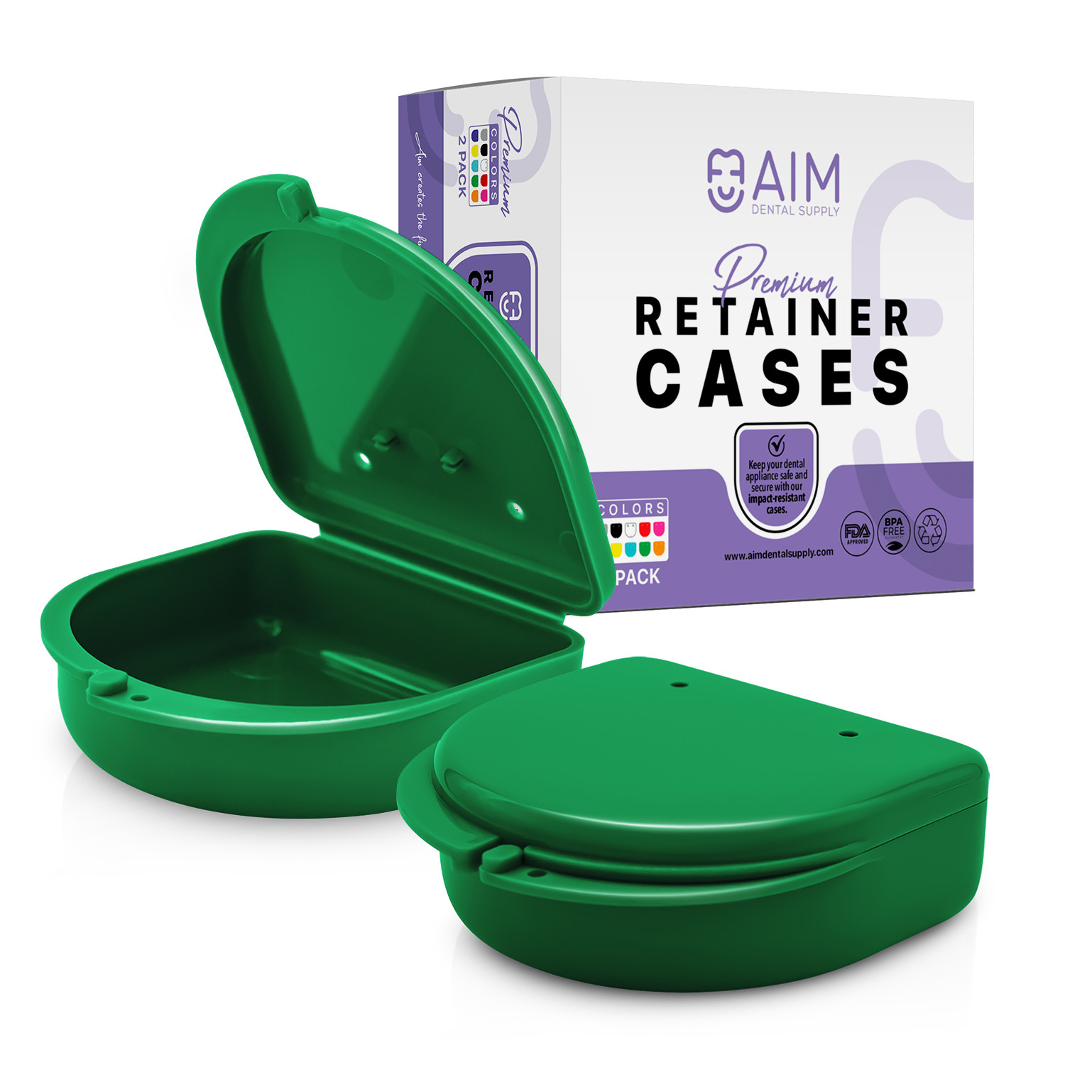 2PK Retainer Case, Denture Storage Box, Mouthguard Container,Dental Aligner Case