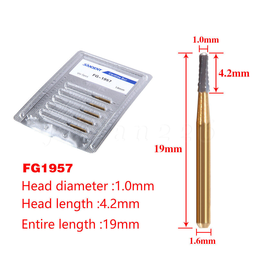 Dental Tungsten Carbide Bur Cutting Tooth Restoration Crown Removal FG1957/1958