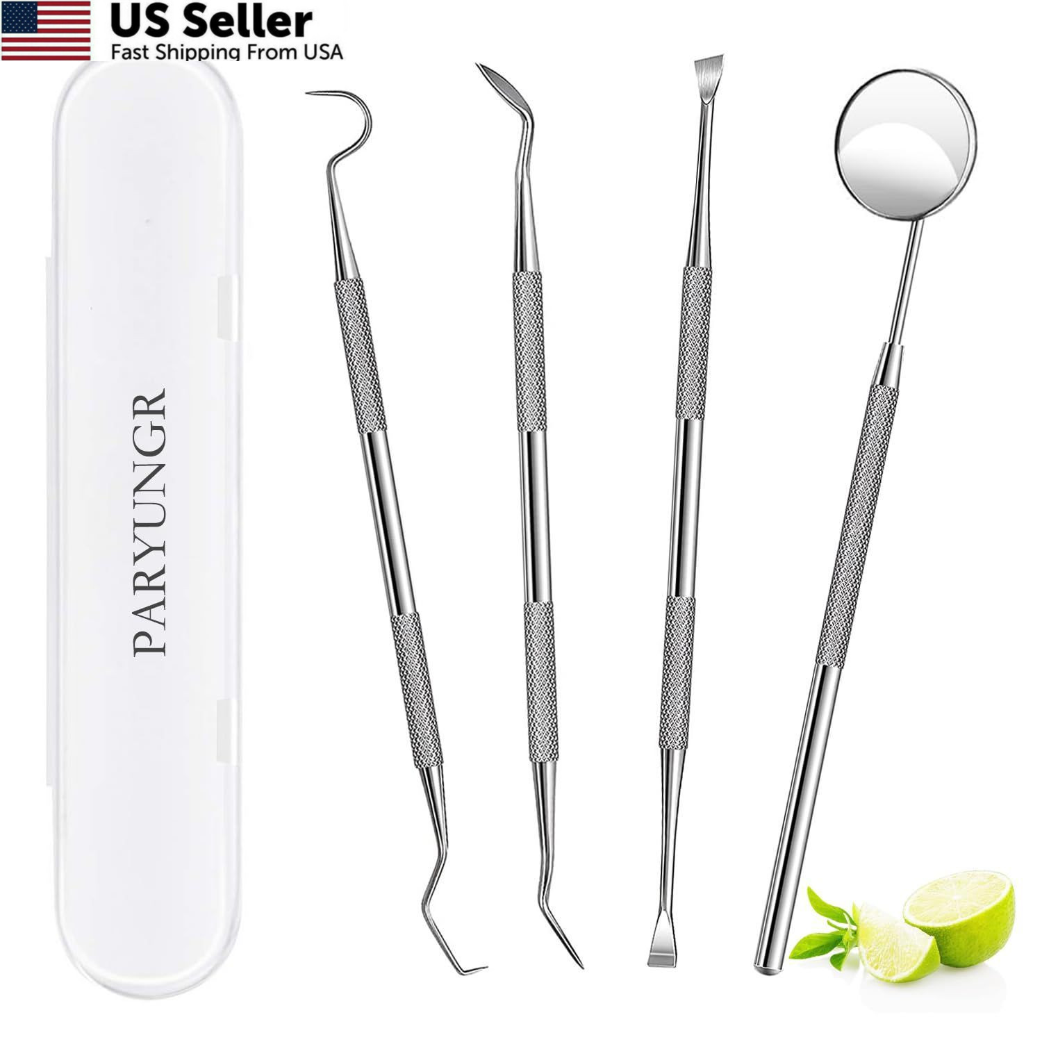 PARYUNGR Dental Tools, Professional Teeth Cleaning 5 Piece Assortment, Silver