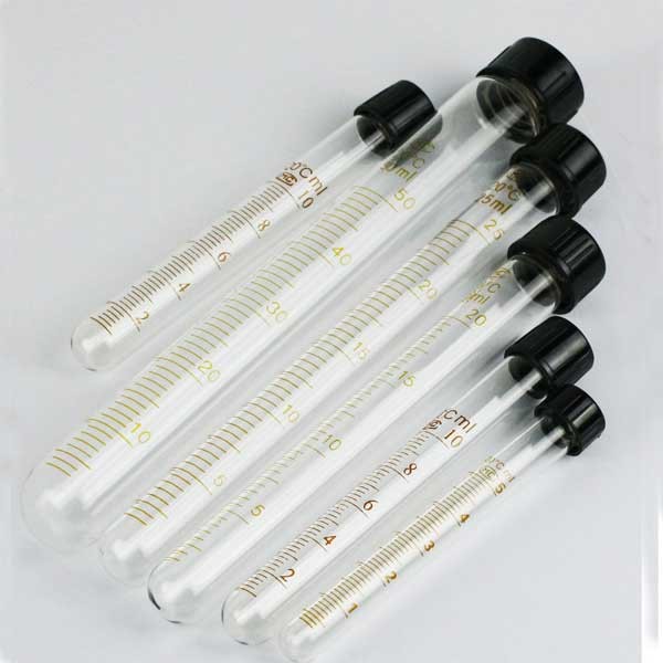 Round-bottomed Glass Tubes Chemistry Laboratory Sample Container with Cap Scale