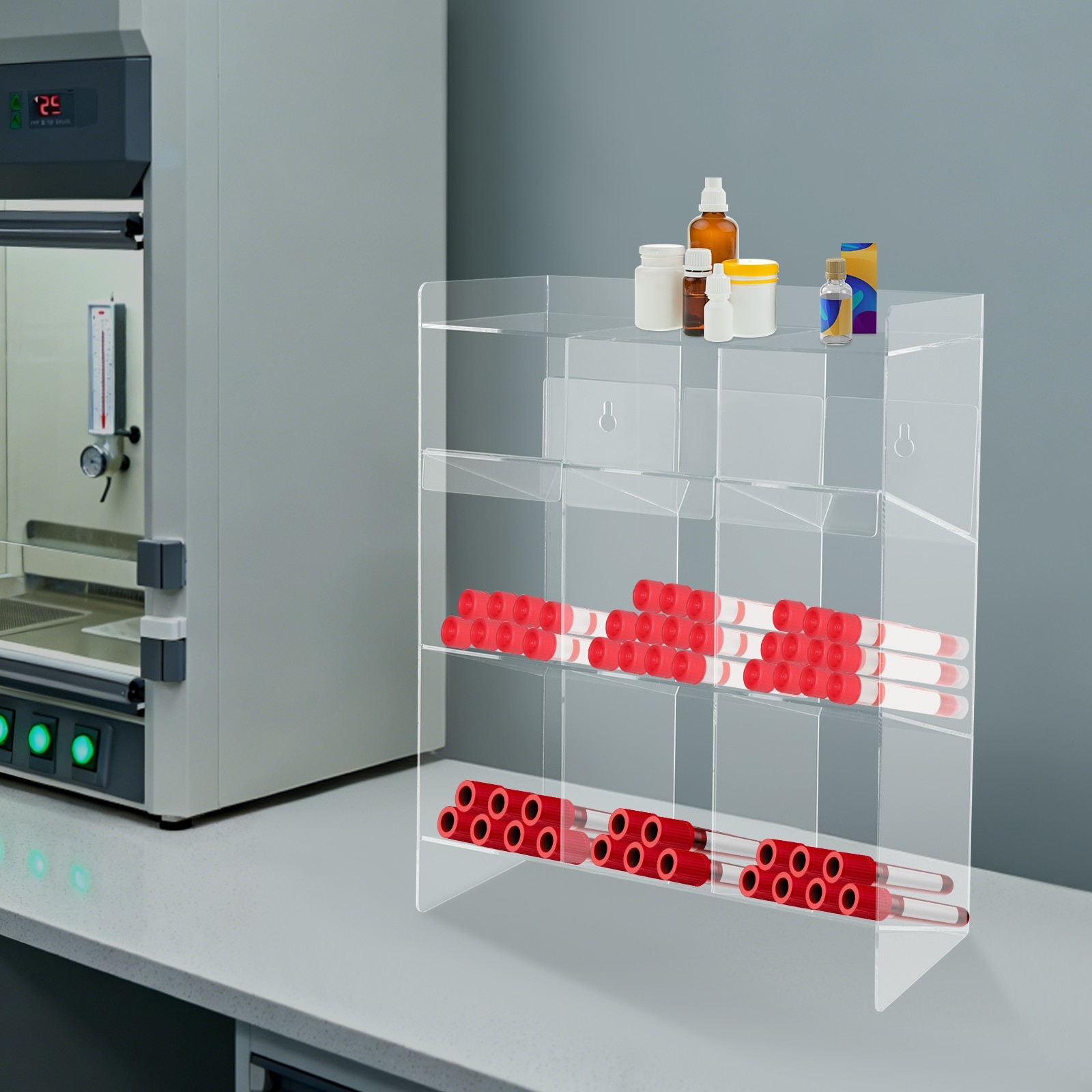 Test Tube Rack, 9 Compartment Lab Organizer, Acrylic Tube Rack, 12*5.5*16Inches