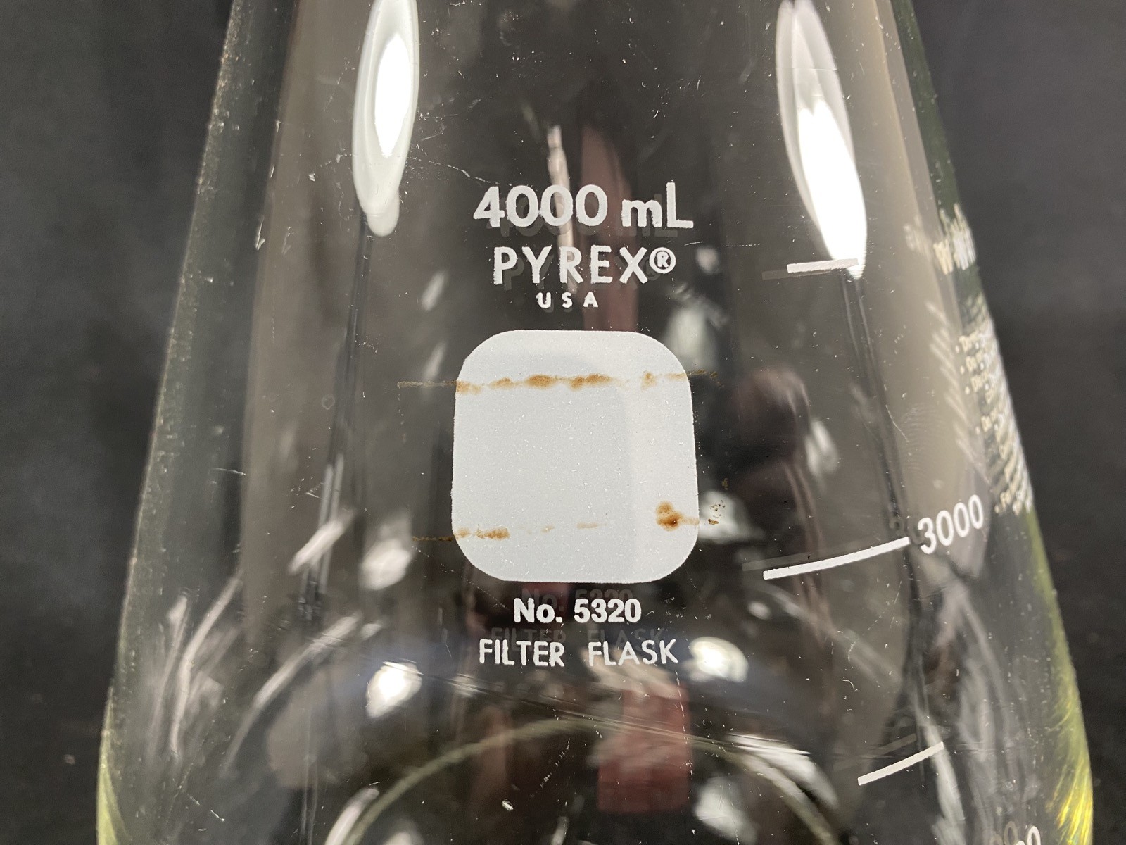 PYREX Glass 4000mL 4L Filter Erlenmeyer Flask Heavy Wall 5320-4L (1/Pk)