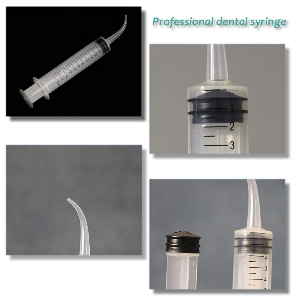 20 Pack Dental Syringe Disposable 12Ml Dental Irrigation Syringe with Curved Tip