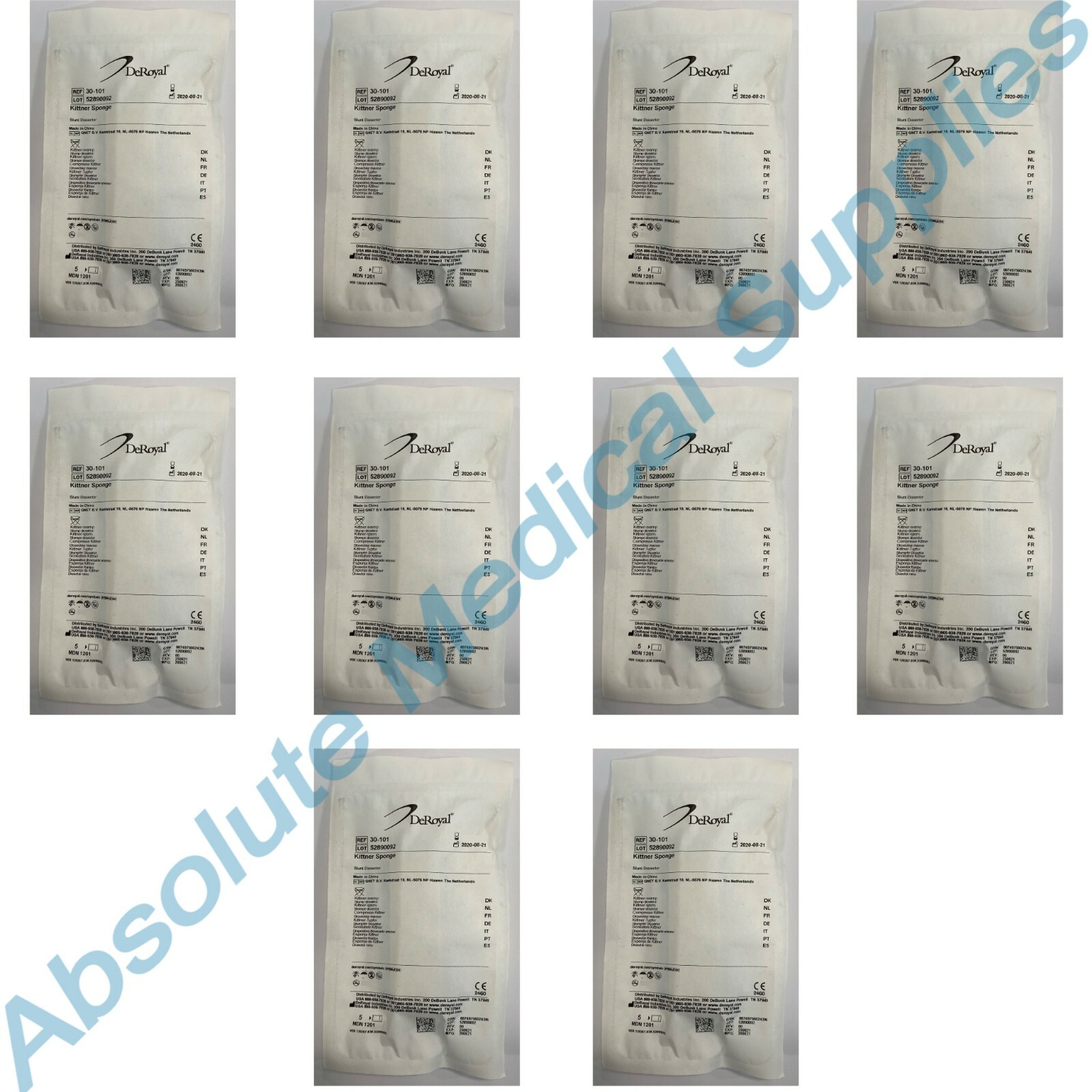 *10-Pack* DeRoyal Kittner Sponge Blunt Dissector Sterile 30-101