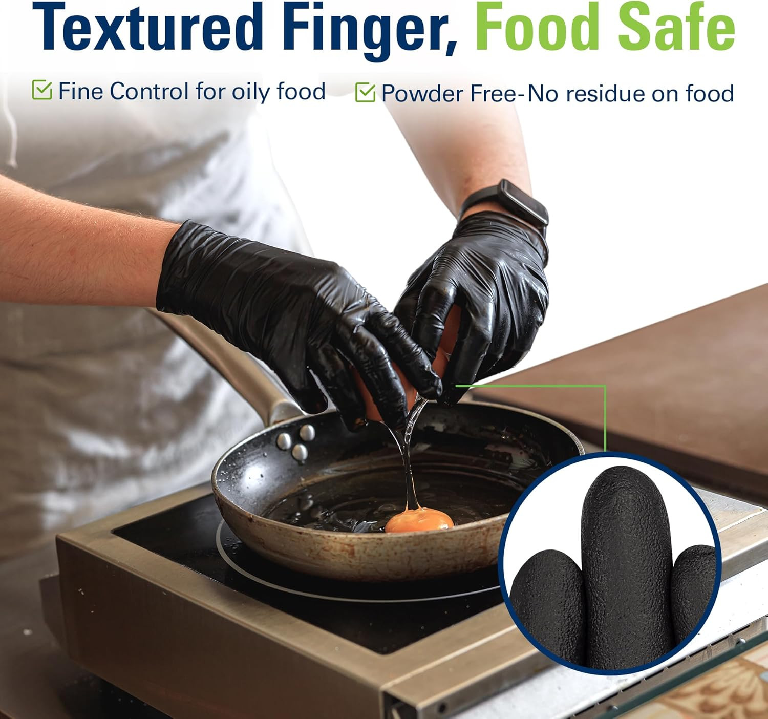 Black Nitrile Gloves, Food Safe Disposable Gloves Latex Free, Rubber Gloves Powd