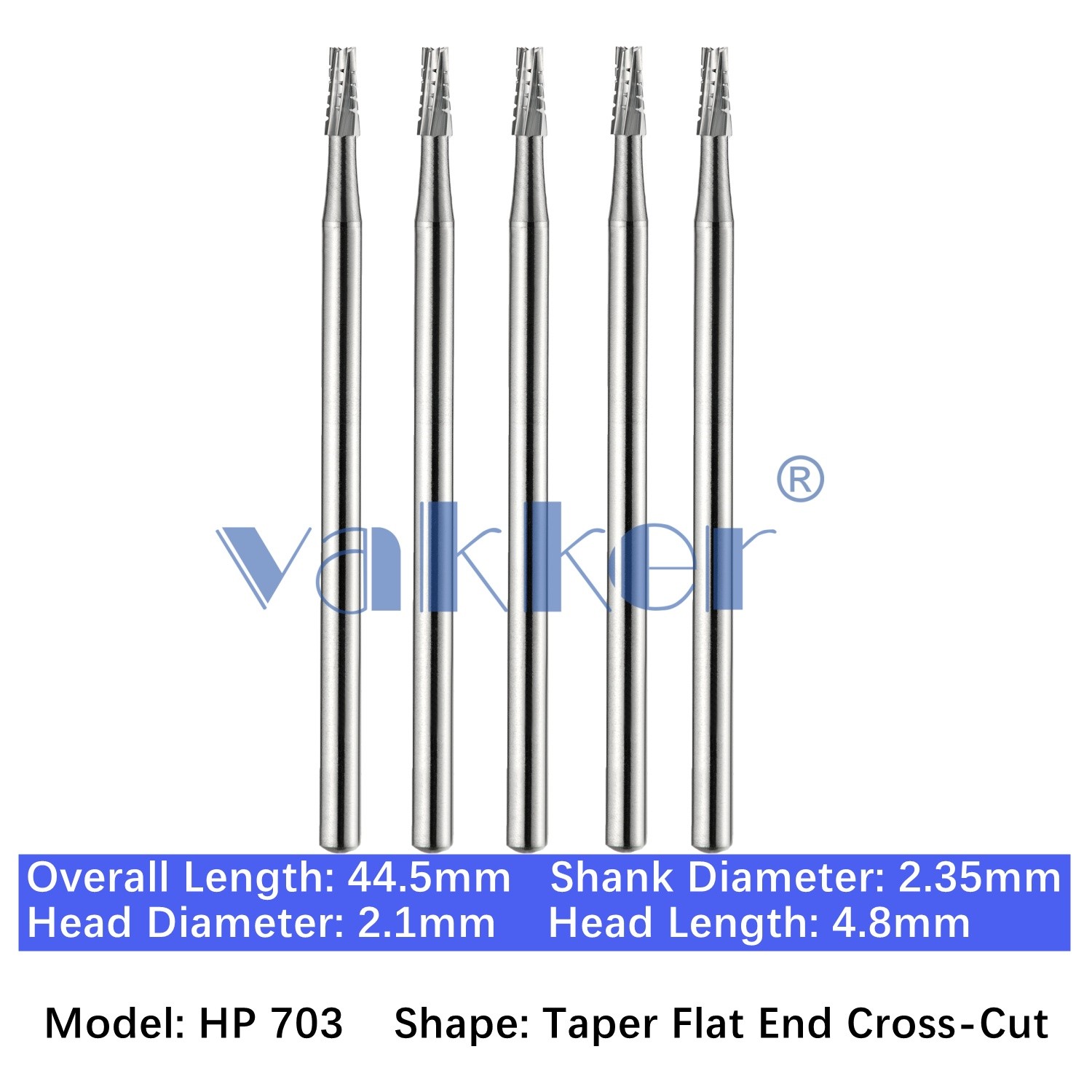 Vakker Dental HP 1 2 4 6 8 37 Carbide Burs For Straight Handpiece 2.35mm 5pc/pk
