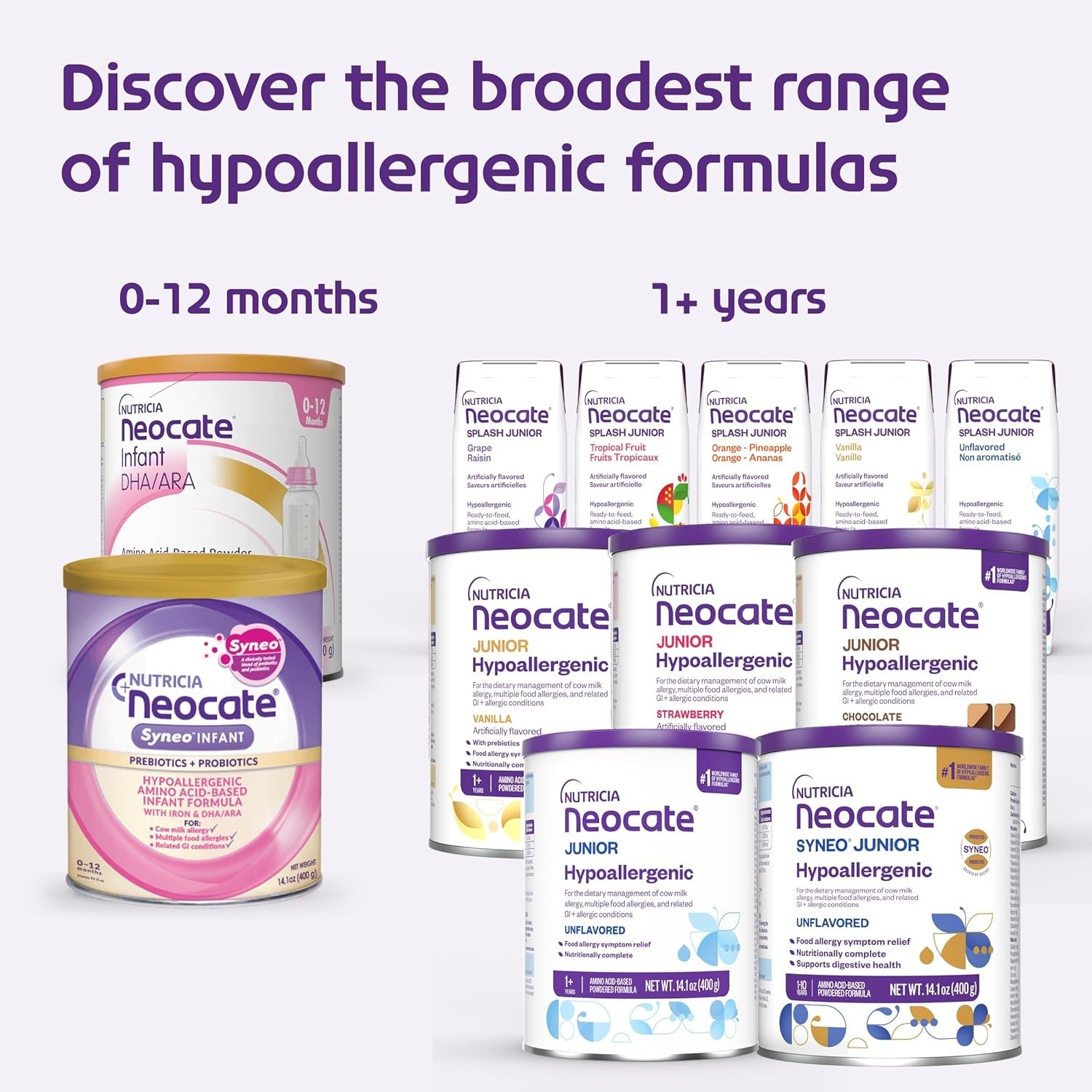 Hypoallergenic, Dairy-free, Amino Acid-Based Baby Formula with Prebiotic Fiber,