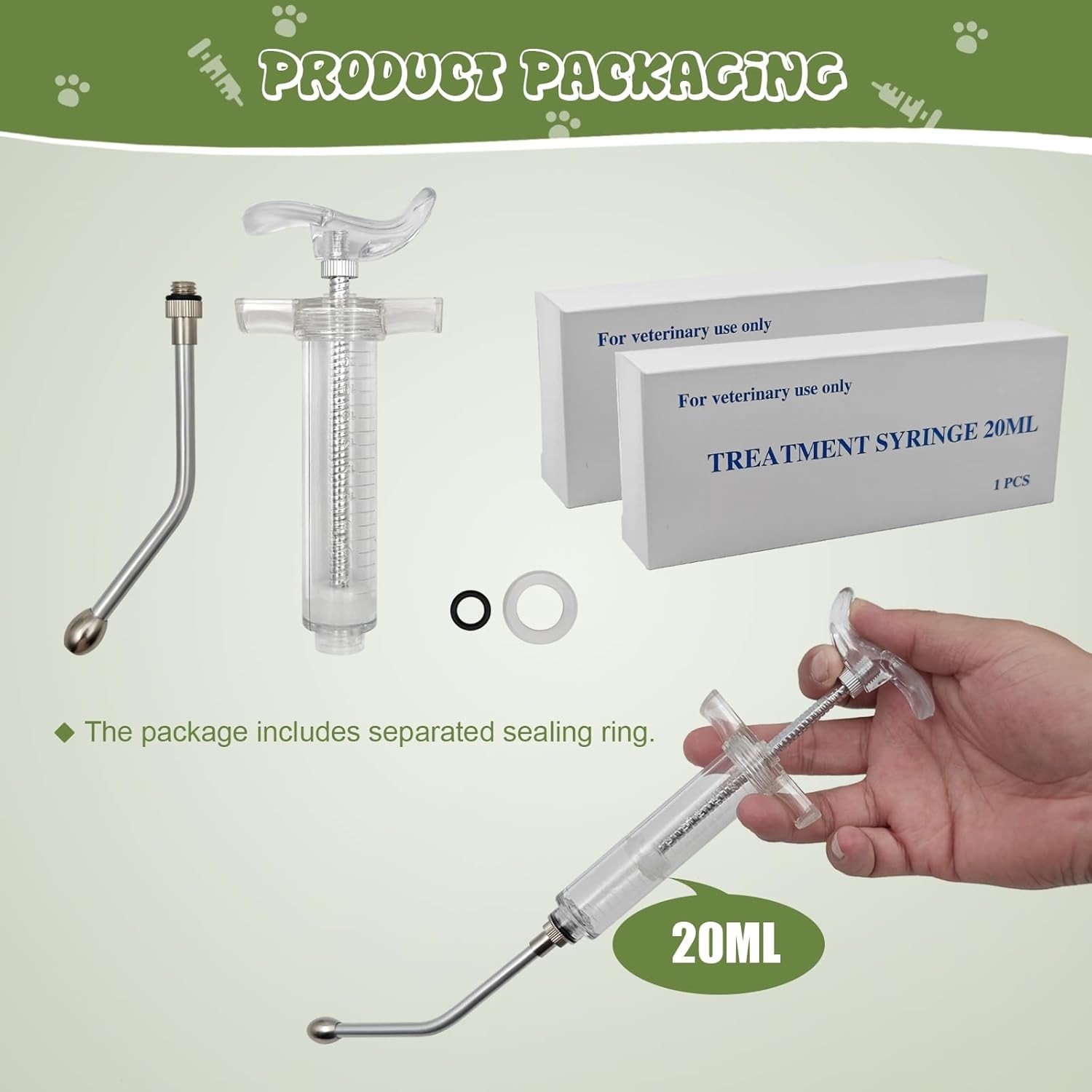 2 pcs Reusable Goats Syringe for Goat, 2 Drench Nozzle Adjustable Dosage…