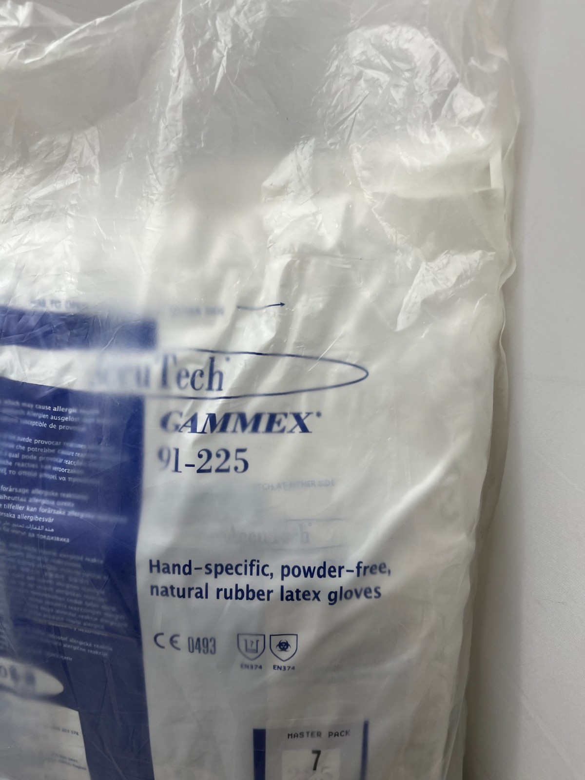 50-Pair Ansell AccuTech 91-225 Powder-Free Sterile Nat. Rubber Latex Gloves Sz 7