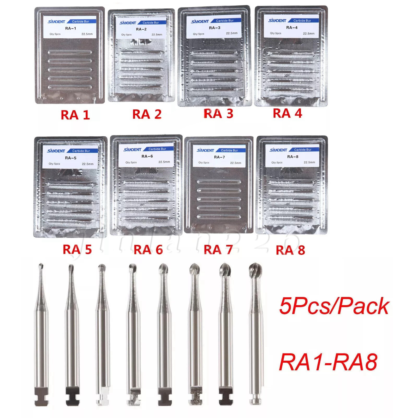 Round Carbide Burs for Slow Speed Latch RA (Choose Your Size & Qty) 22.5mm
