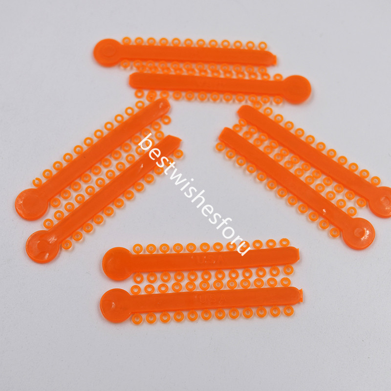 1 Bag Dental Orthodontic Ligature Ties Elastic Rubber Bands Neon Orange 1008 Pcs