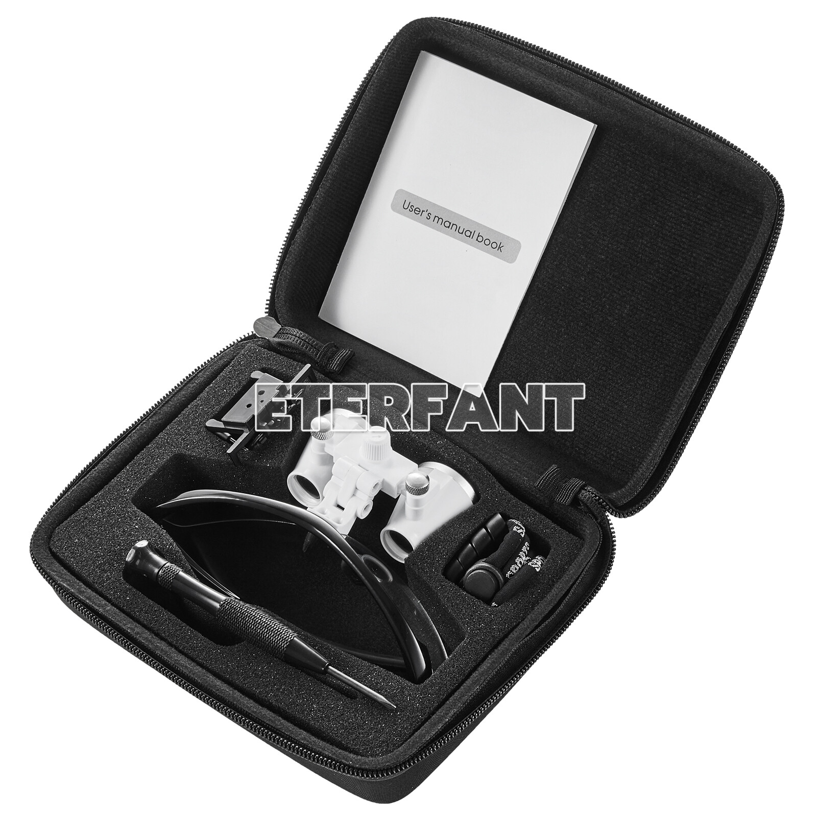 ETERFANT Dental Surgical Binocular Loupes Glasses Lens Magnifier 3.5X-420m Black