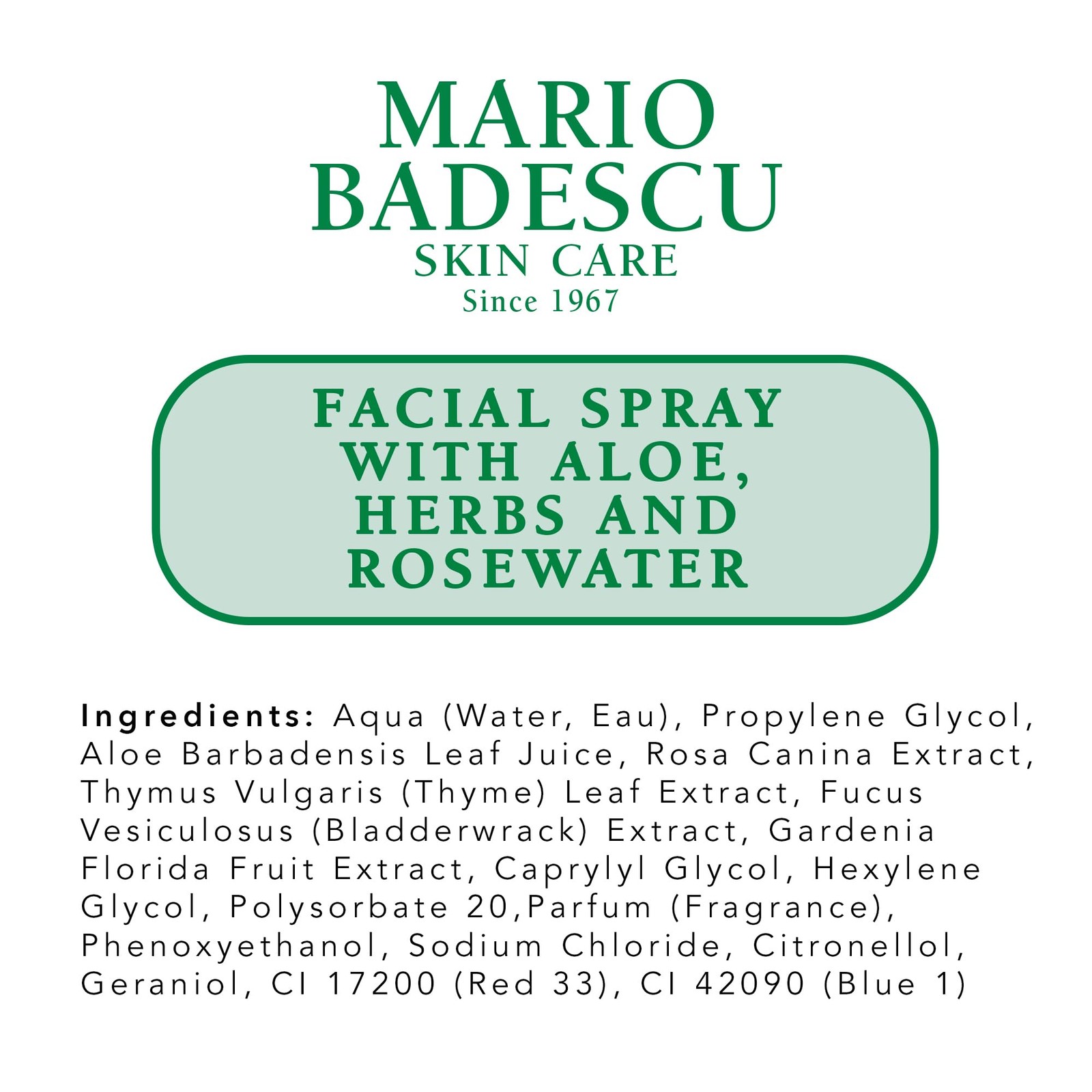 Mario Badescu Facial Spray Aloe Herbs And Rose Water For All Skin Types Face