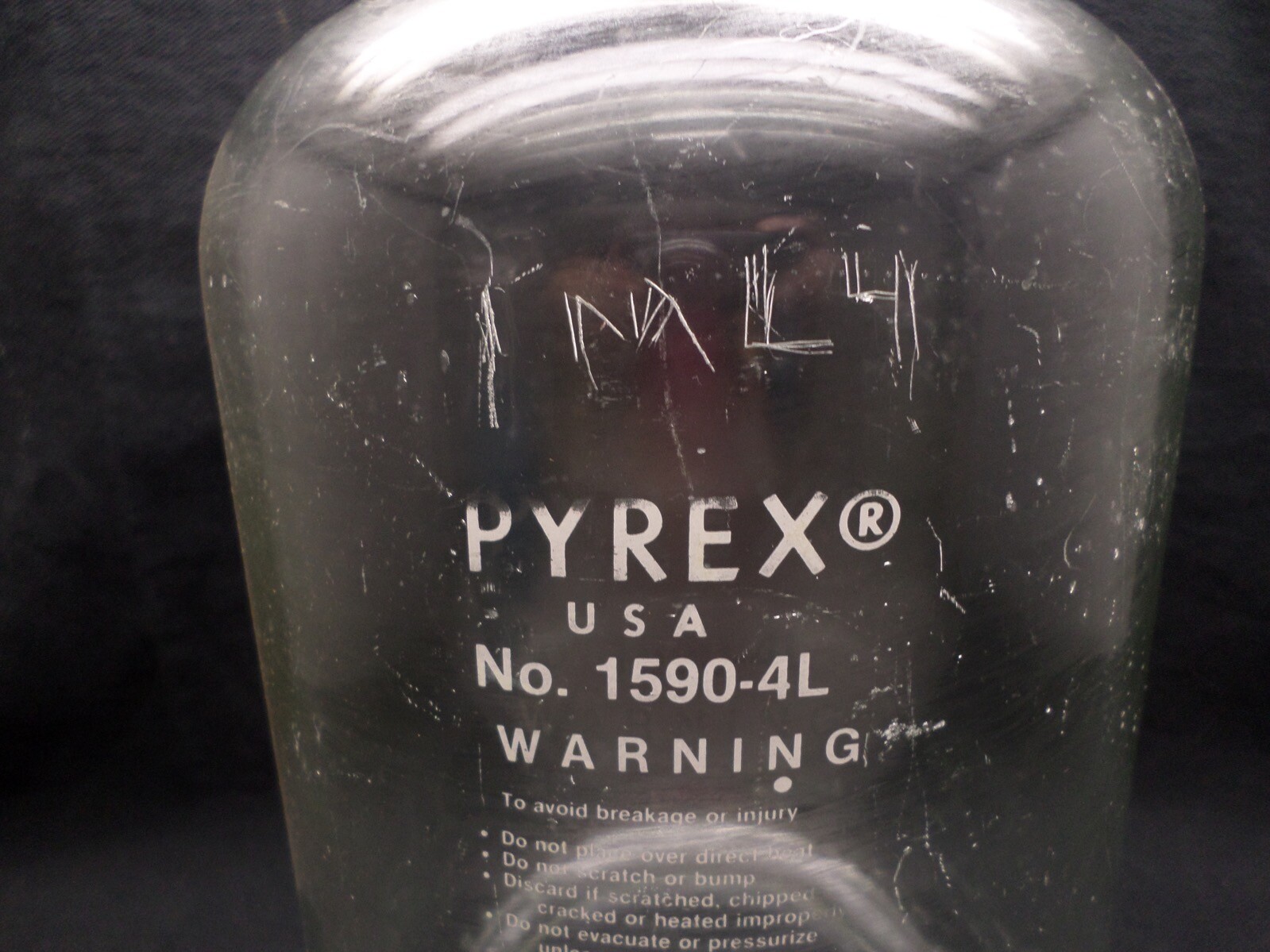 Corning PYREX Glass 4000mL 4L Reagent Storage Bottle 45/50 Joint 1590-4L Chipped