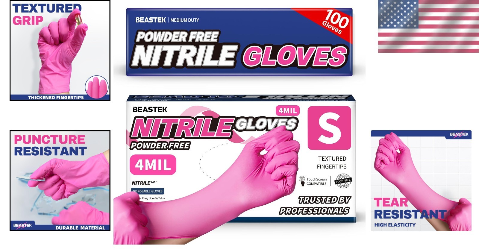100Ct Hot Pink Nitrile Gloves – 4Mil, Powder-Free, Latex-Free for Multiple Uses