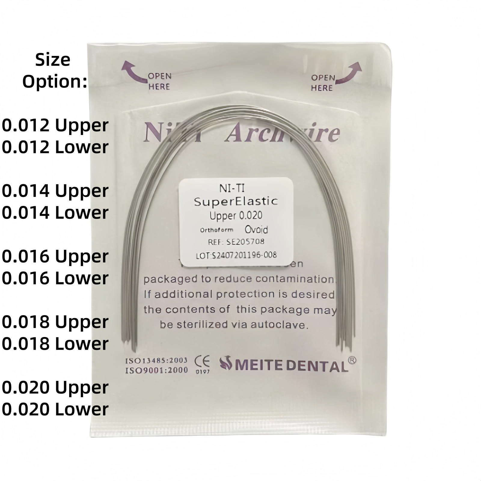 50 Packs Dental Orthodontic Niti Arch Wire Super Elastic Round Ovoid Mixed Sizes