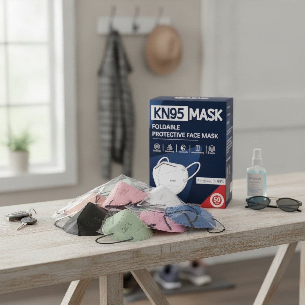 Disposable KN95 Face Masks, 50 Pack, 10 Colors, Individually Wrapped