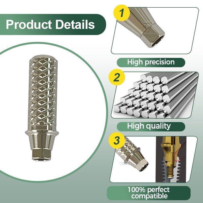 6pcs Titanium Temporary Abutment Fits to Osstem TS platform Regular and Mini