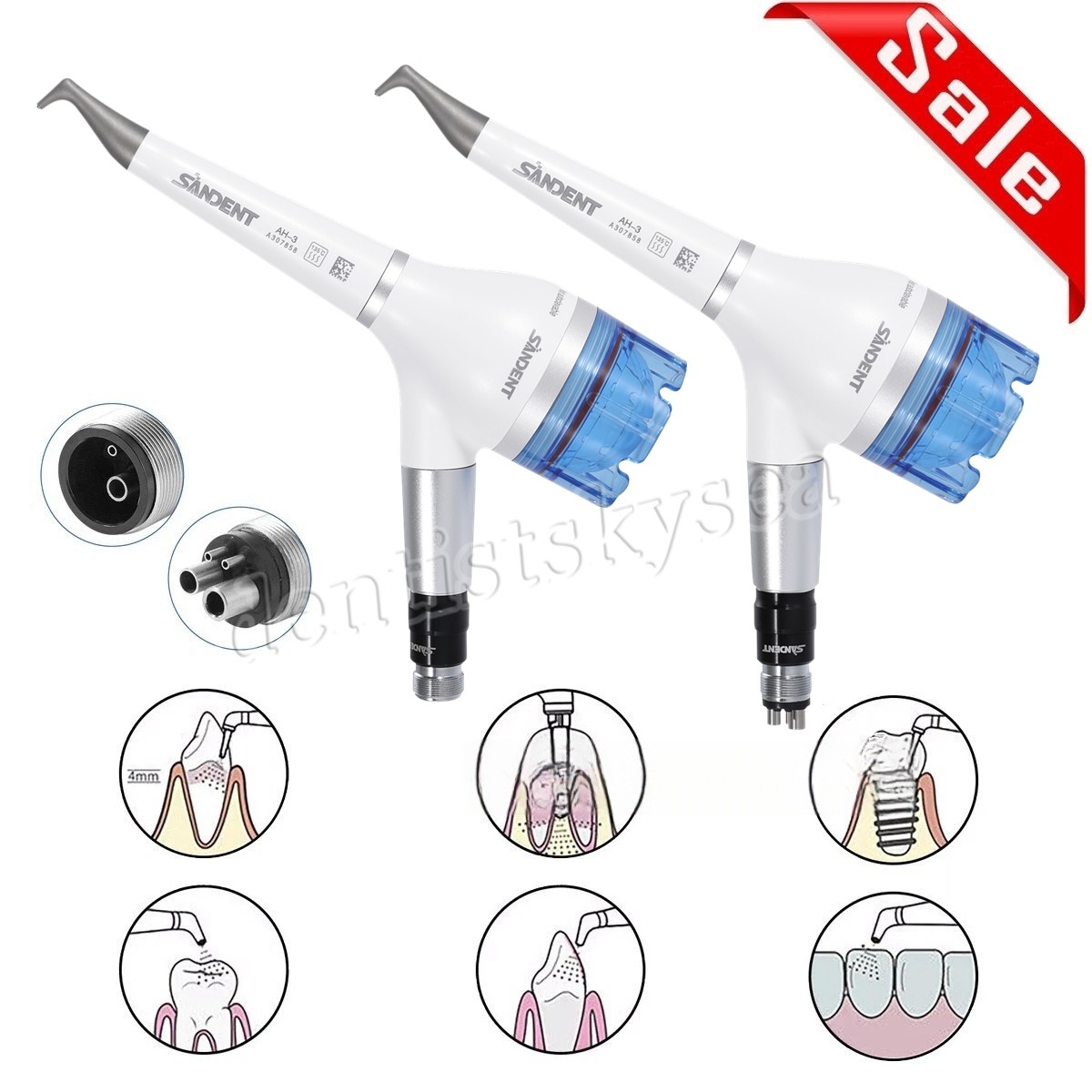 Dental Air Flow Teeth Polisher /Micro Blaster Sandblasting Handpiece 4Holes