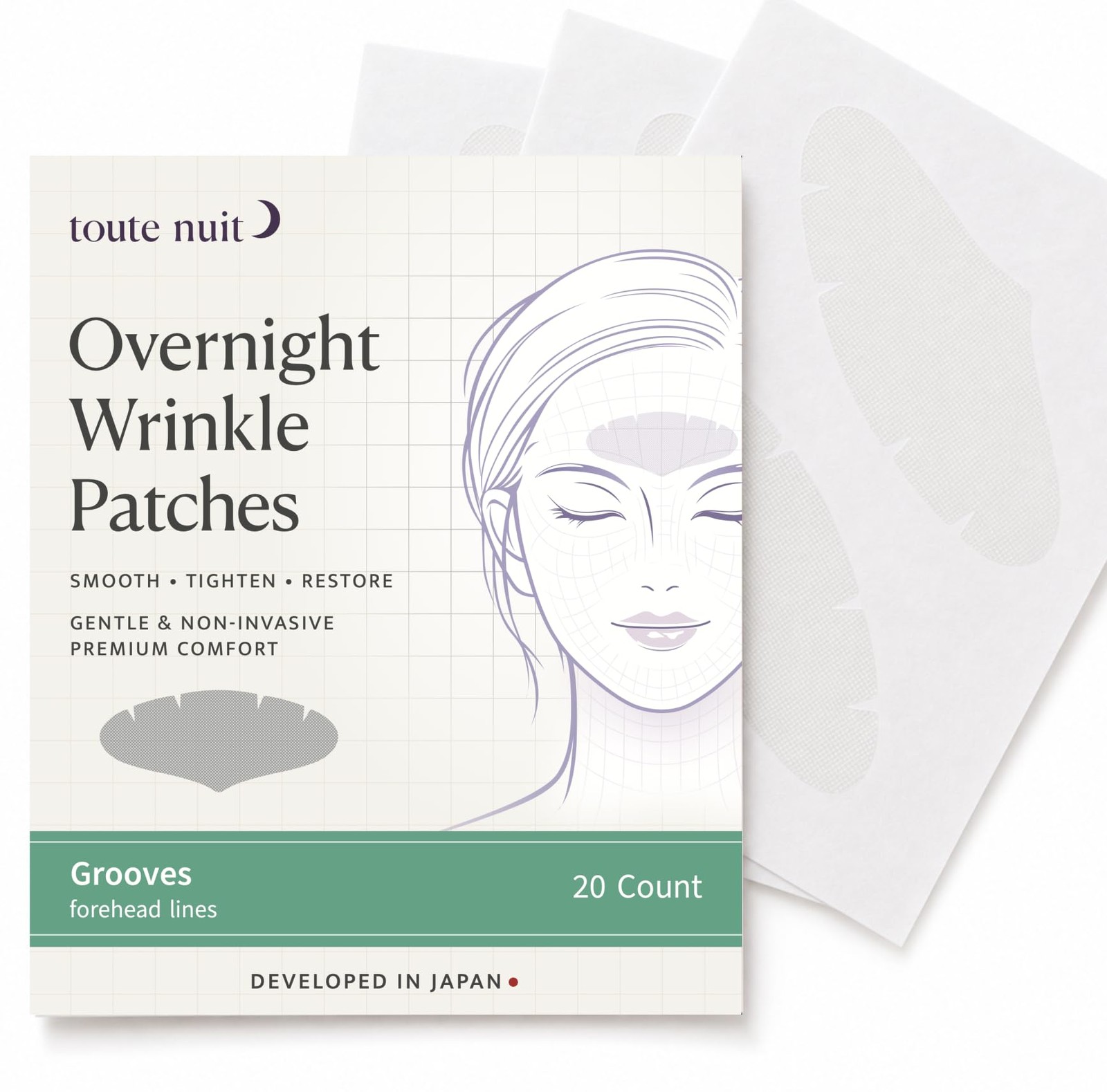 Toute Nuit Grooves Face Tape – Max Forehead Coverage, 20 Count (Pack of 1)
