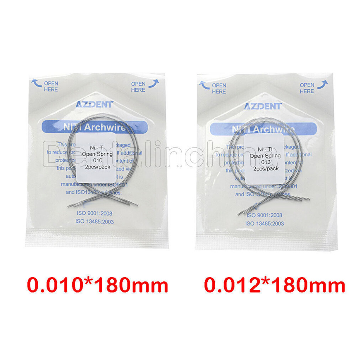 AZDENT Uso de Ortodoncia Dental Niti Muelle en Espiral Abierto 0.010/0.012*180mm