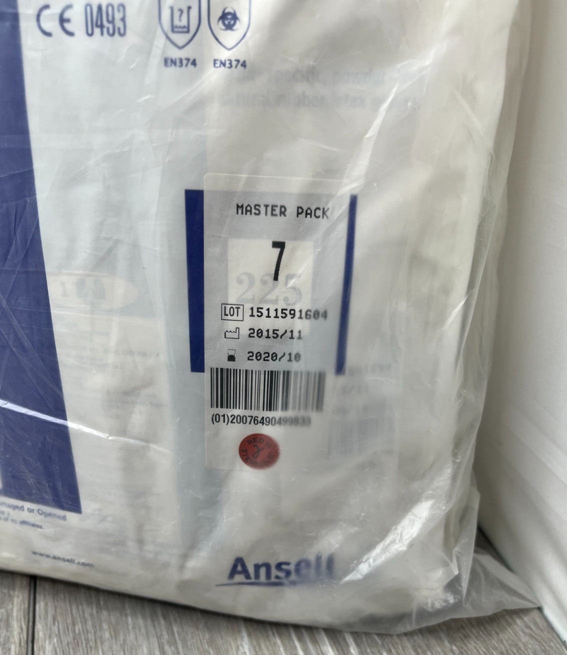 50-Pair Ansell AccuTech 91-225 Powder-Free Sterile Nat. Rubber Latex Gloves Sz 7