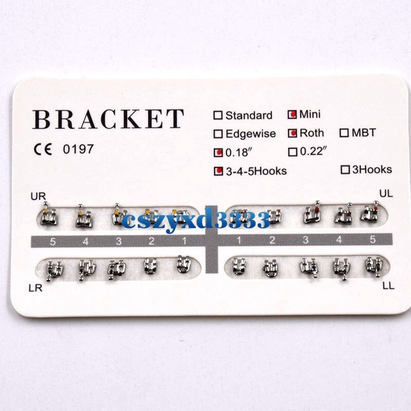 Dental Orthodontic Brackets Brace Roth/MBT/Edgewise 018/022 NO. 3/345 Hooks