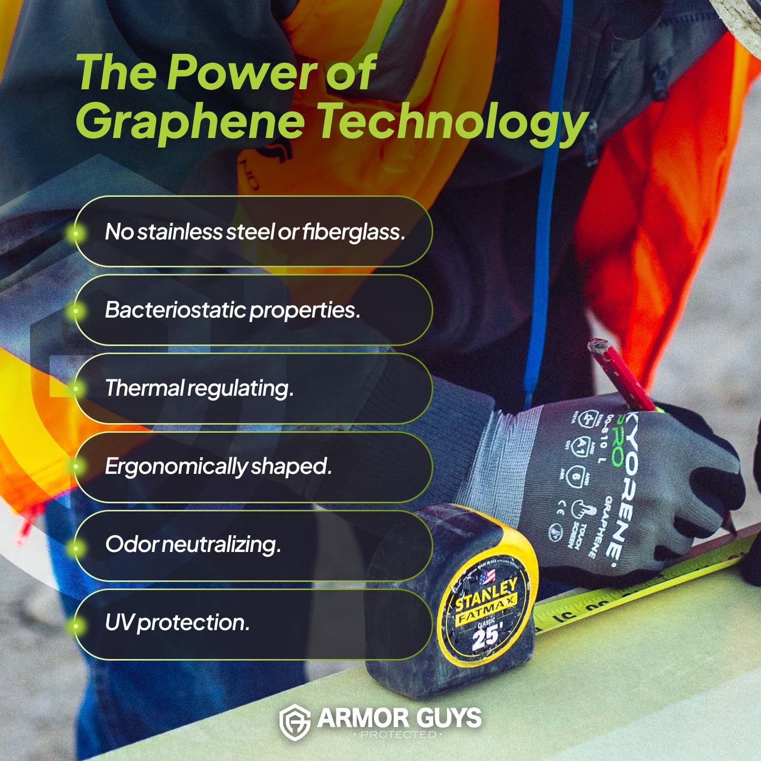 Armor Guys 00-810 Kyorene Pro Graphene Black Nitrile Work Gloves Ansi Cut Level