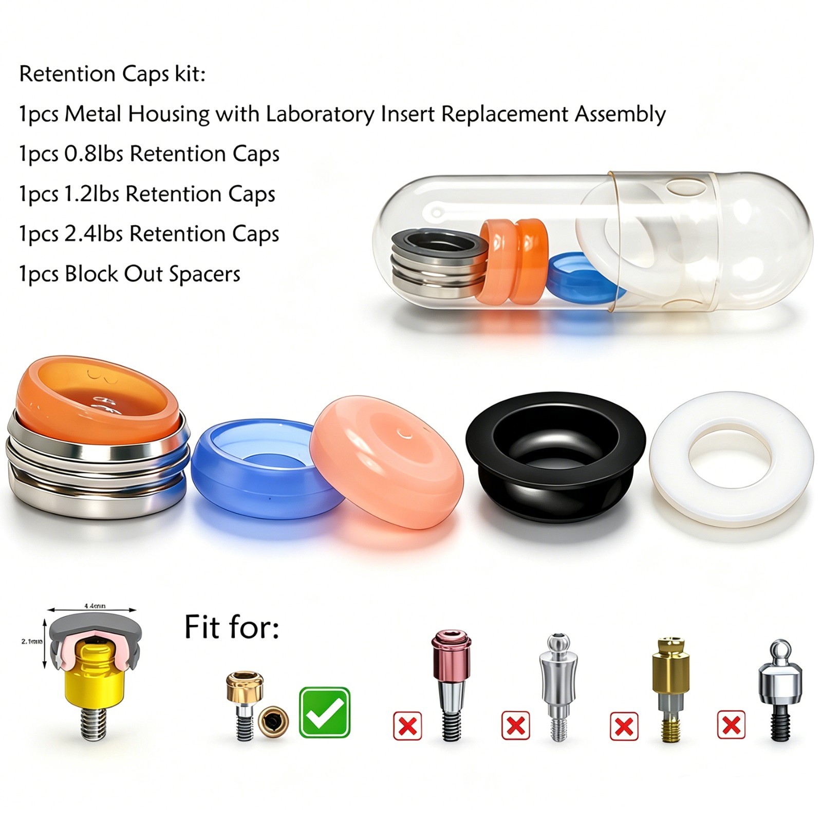 US Universal Dental Retention Caps Insertion Extraction Remove Locator Core Tool