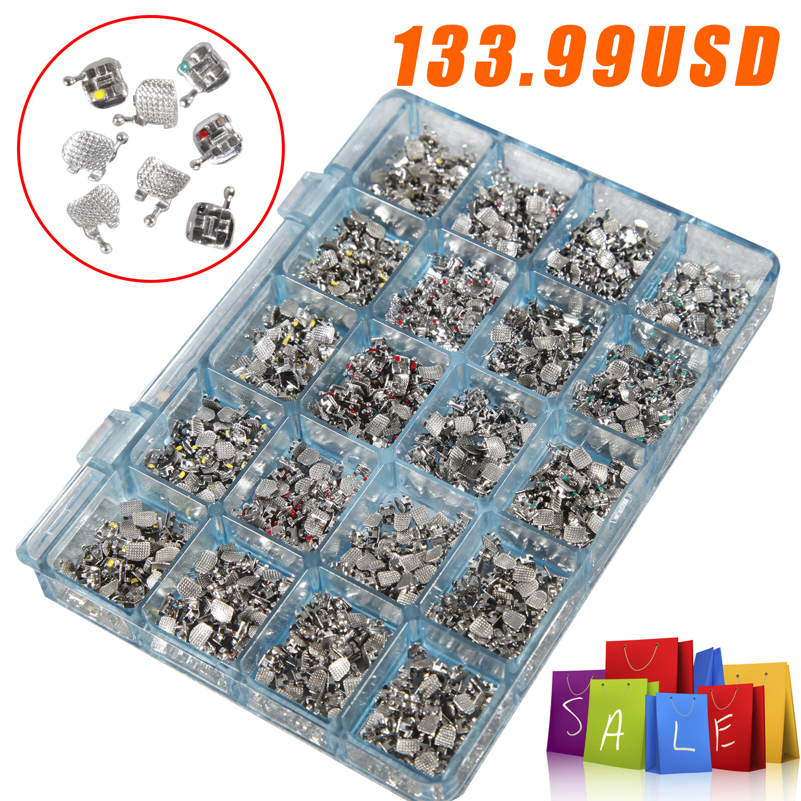 1000 PCS Dental Metal Orthodontics Brackets Brace MINI Roth.022 345 Hooks #2