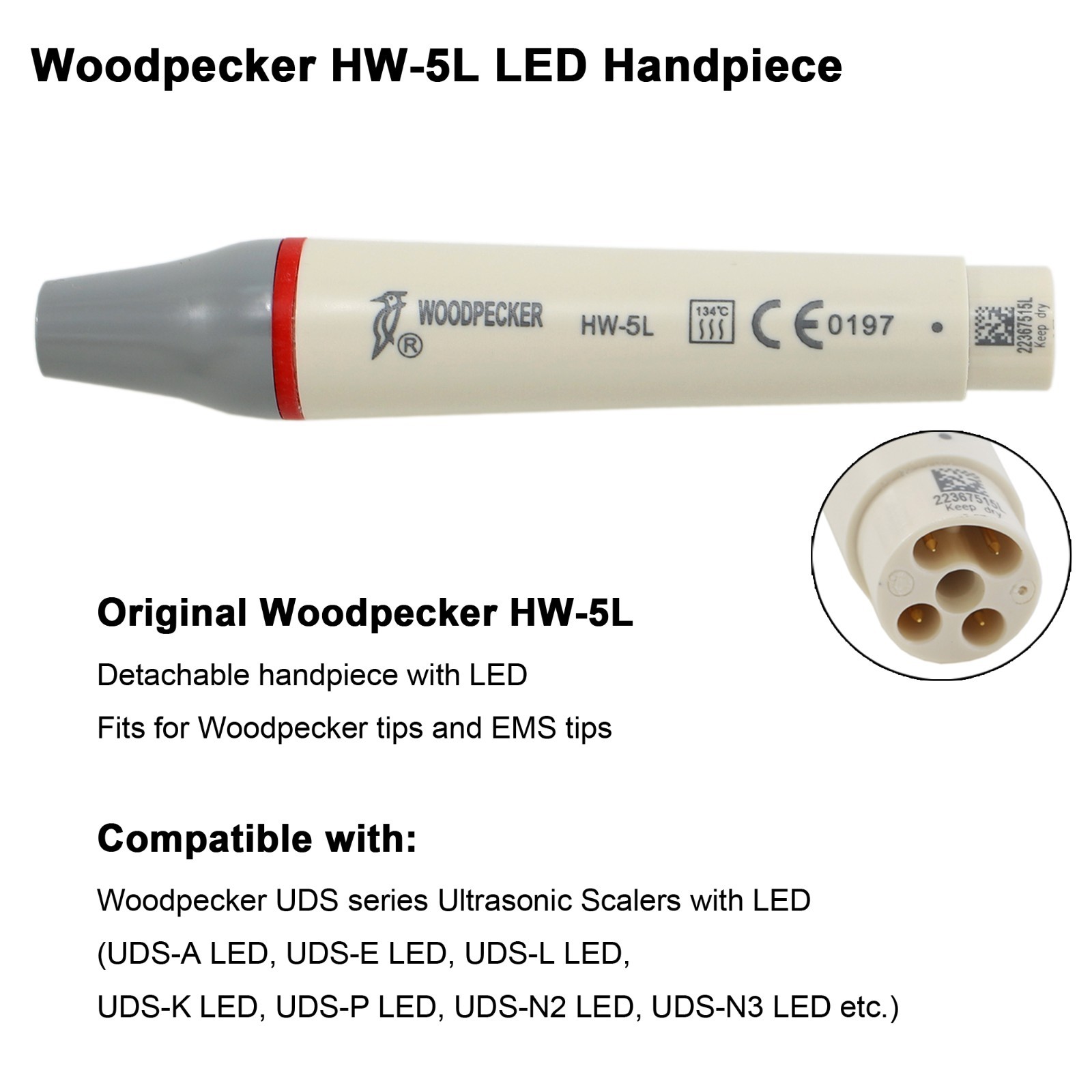 Woodpecker DTE Dental Ultrasonic Piezo Scaler Handpiece Tips HW-5L HD-7L G1 GD1