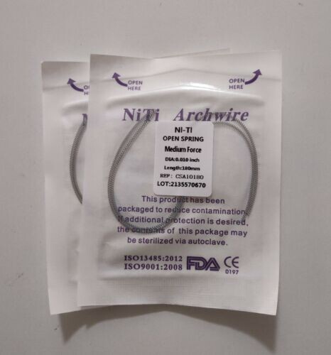 20 Packs Dental Orthodontic Coil Open Spring 010*180mm Niti Alloy Medium Force