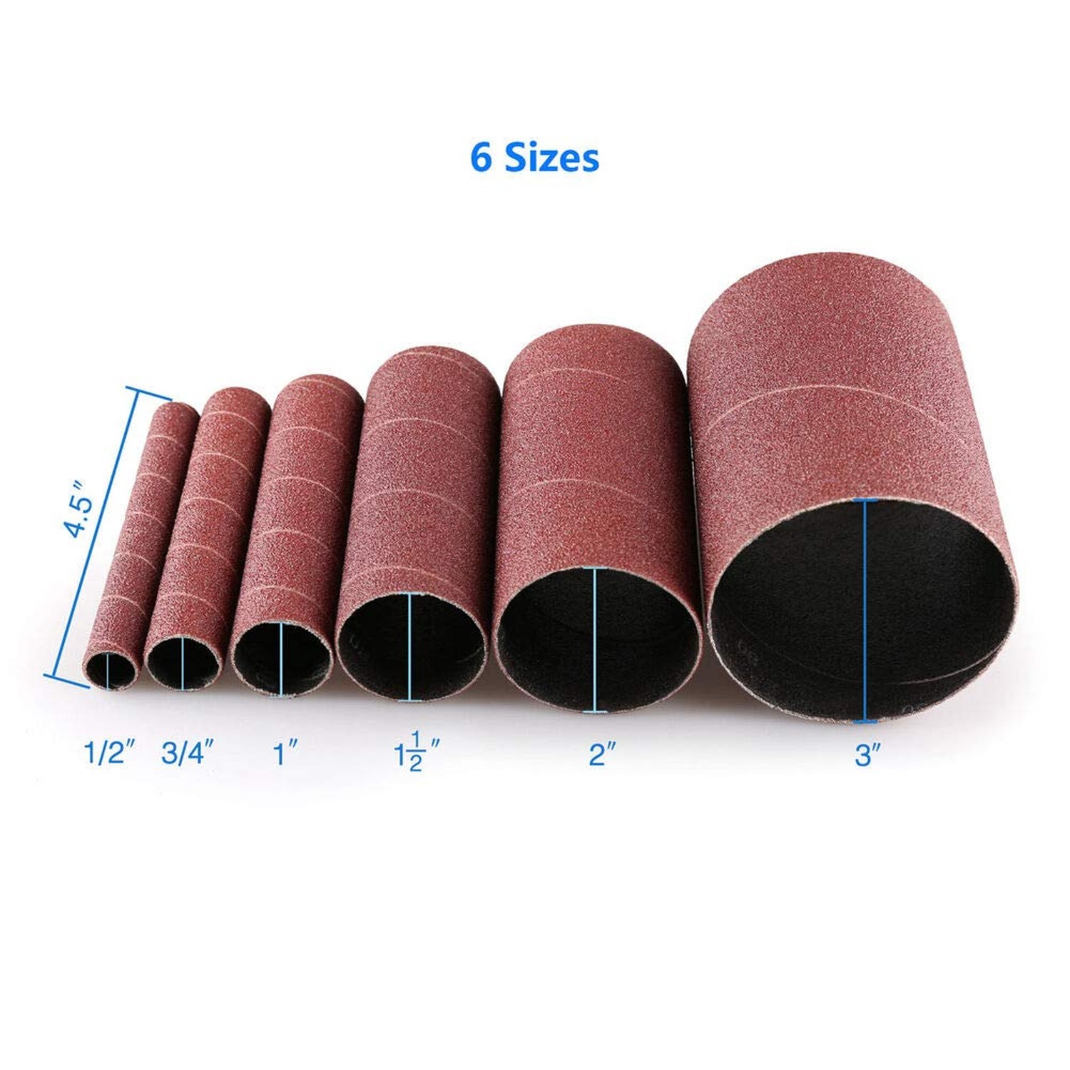 Aluminum Oxide Spindle Sanding Sleeves, 4.5 Inch Length 80/120/240 Assorted G…