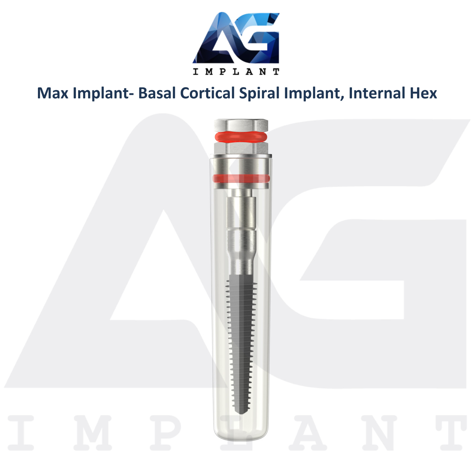 Dental MAX Basal/Cortical Titanium Spiral Fixtures Int Hex 2.42mm System