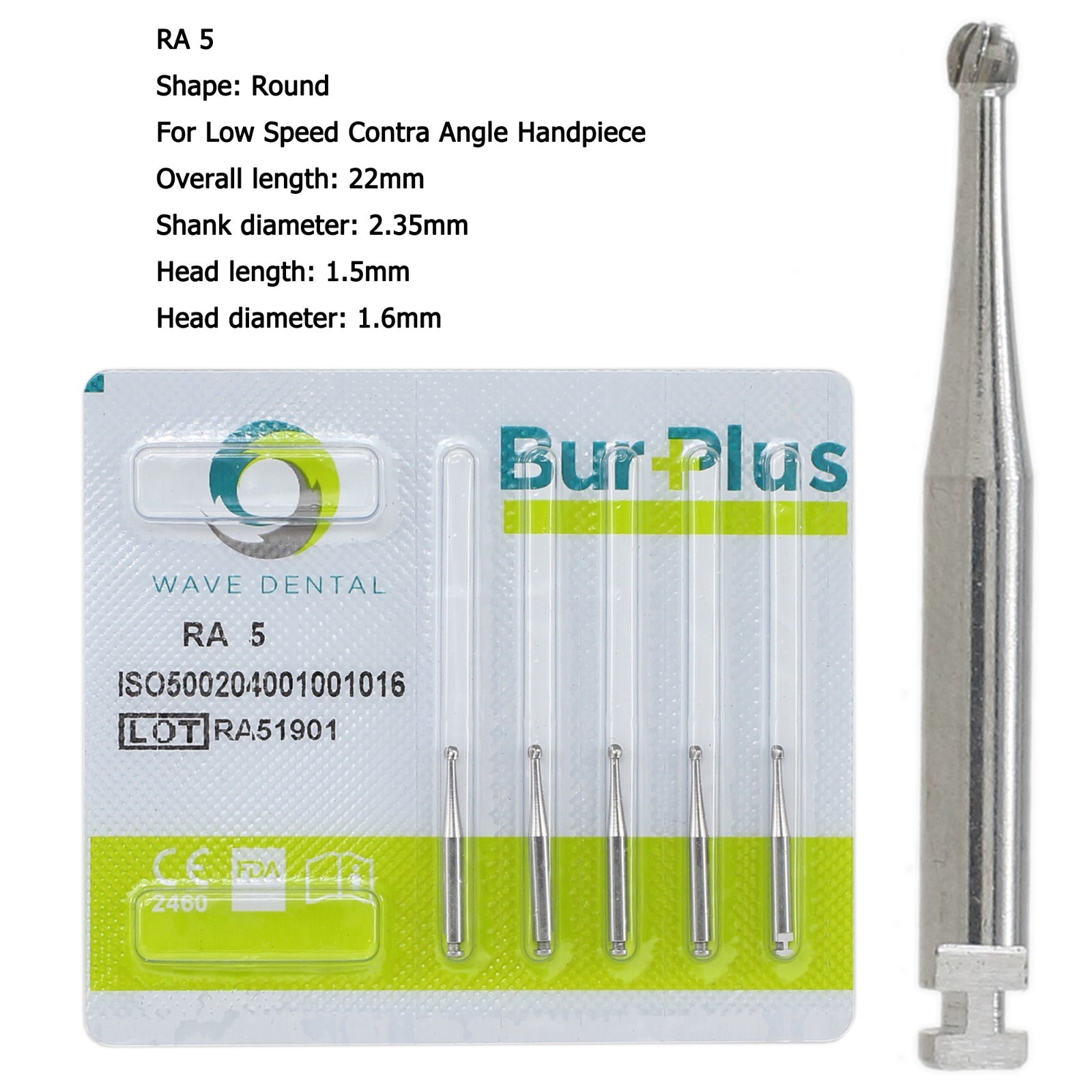 Wave Dental Carbide Round Latch Burs Surgical Burs RA Slow Speed Long 26mm 22mm