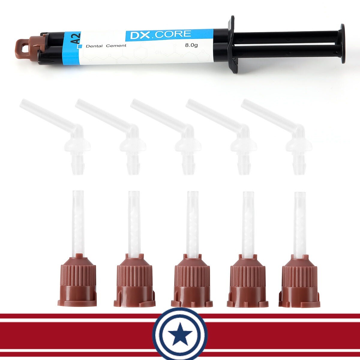 10X Dental Dual Cure Core Build Up Composite Resin Light & Self Cured A2 DENTEX