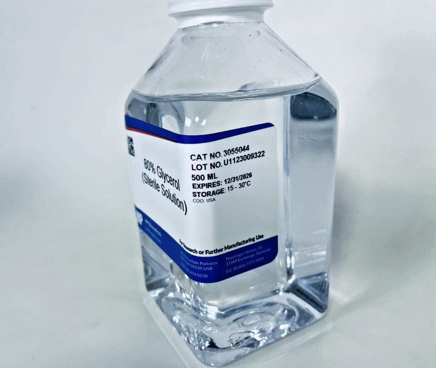 MP Biomedicals 80% Glycerol Sterile Solution 500mL Sealed EXP 2026 3055044