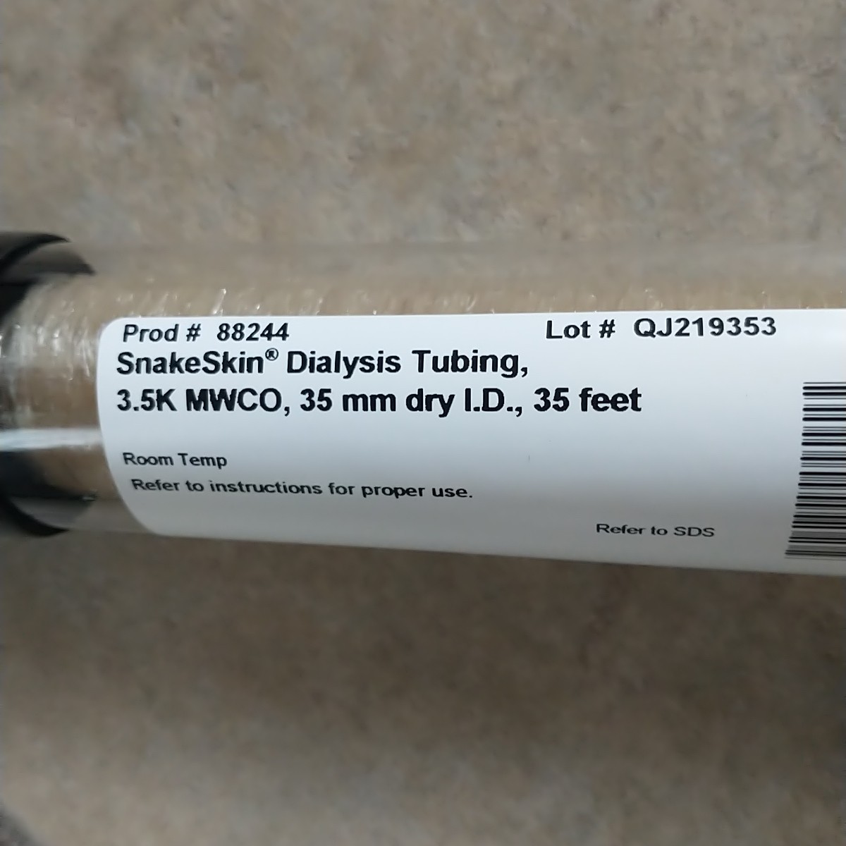 New Thermo Scientific SnakeSkin Dialysis Tubing 3.5k MWCO 35 mm Dry I.D 35ft