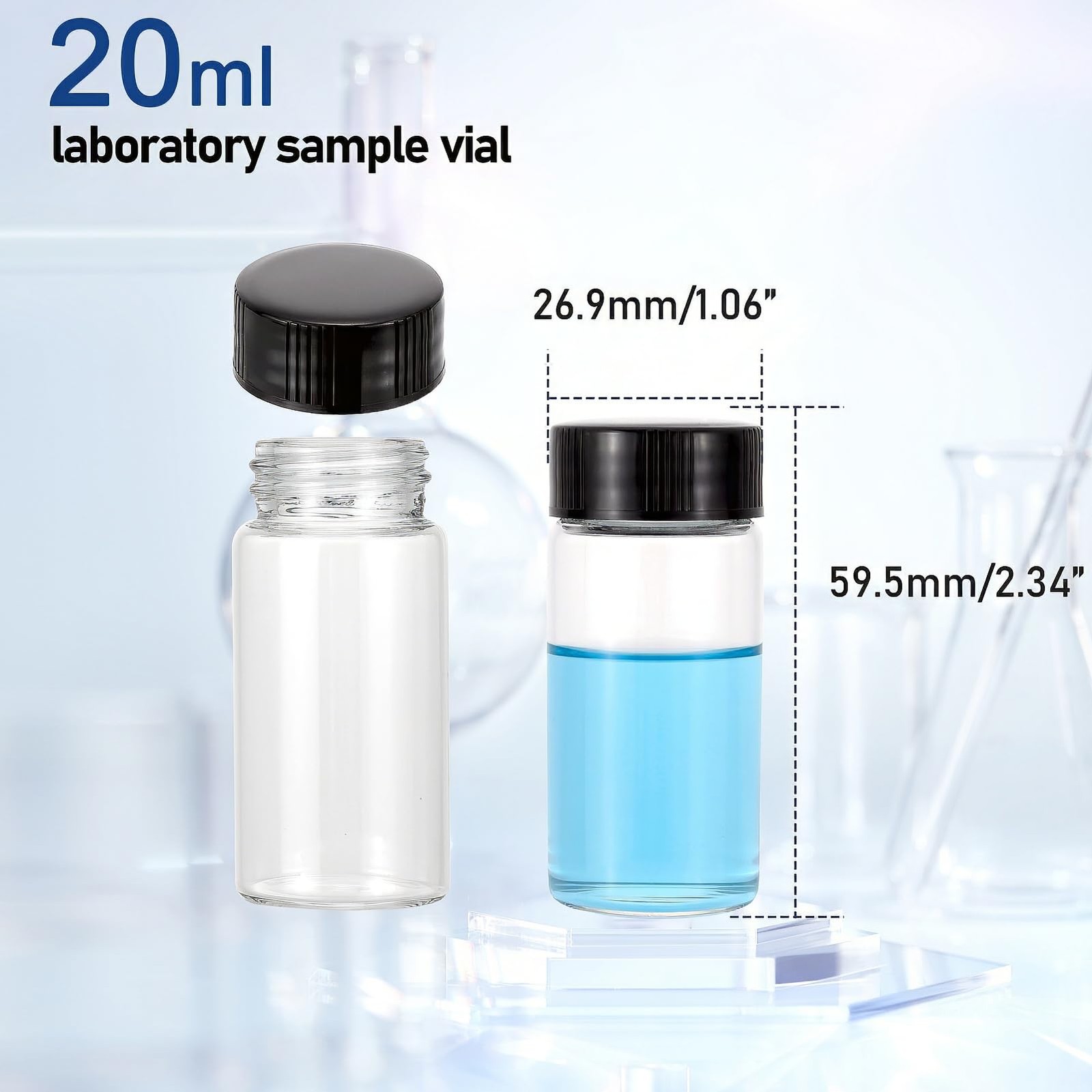 20ml Clear Glass Vials with Screw Caps, 20 Pack Small Glass Bottles with Lids…