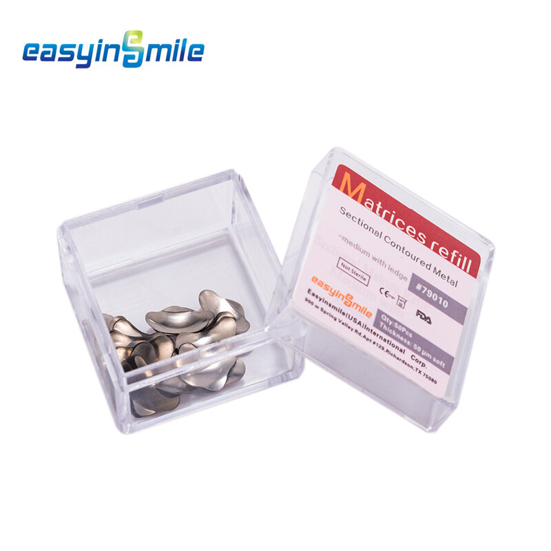 50Pcs Dental Metal Matrices Matrix Band Sectional Contoured Refill S/M/L 50μm