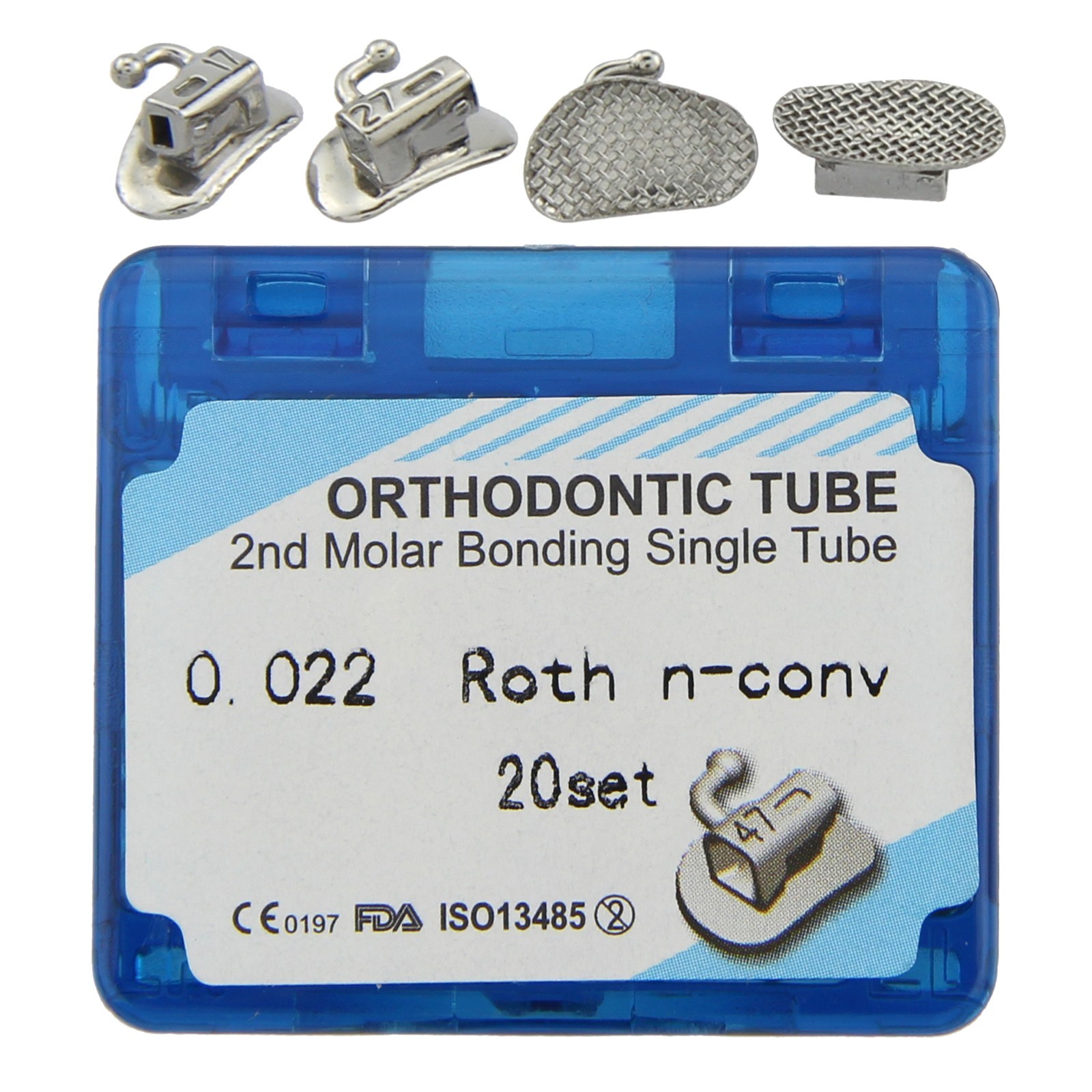 80pcs Dental Orthodontic Buccal Tubes 1st 2nd Molar MBT Roth 022 Bondable Mesh