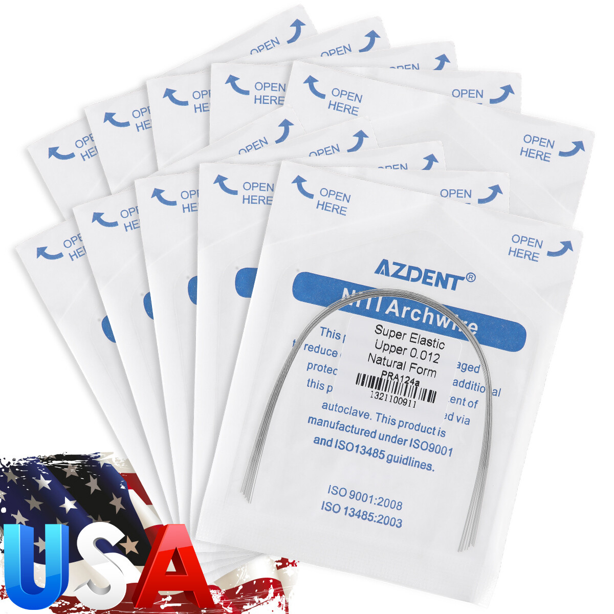 AZ Dental Orthodontic Arch Wire Super Elastic Niti Round Natural form 10pc/pk