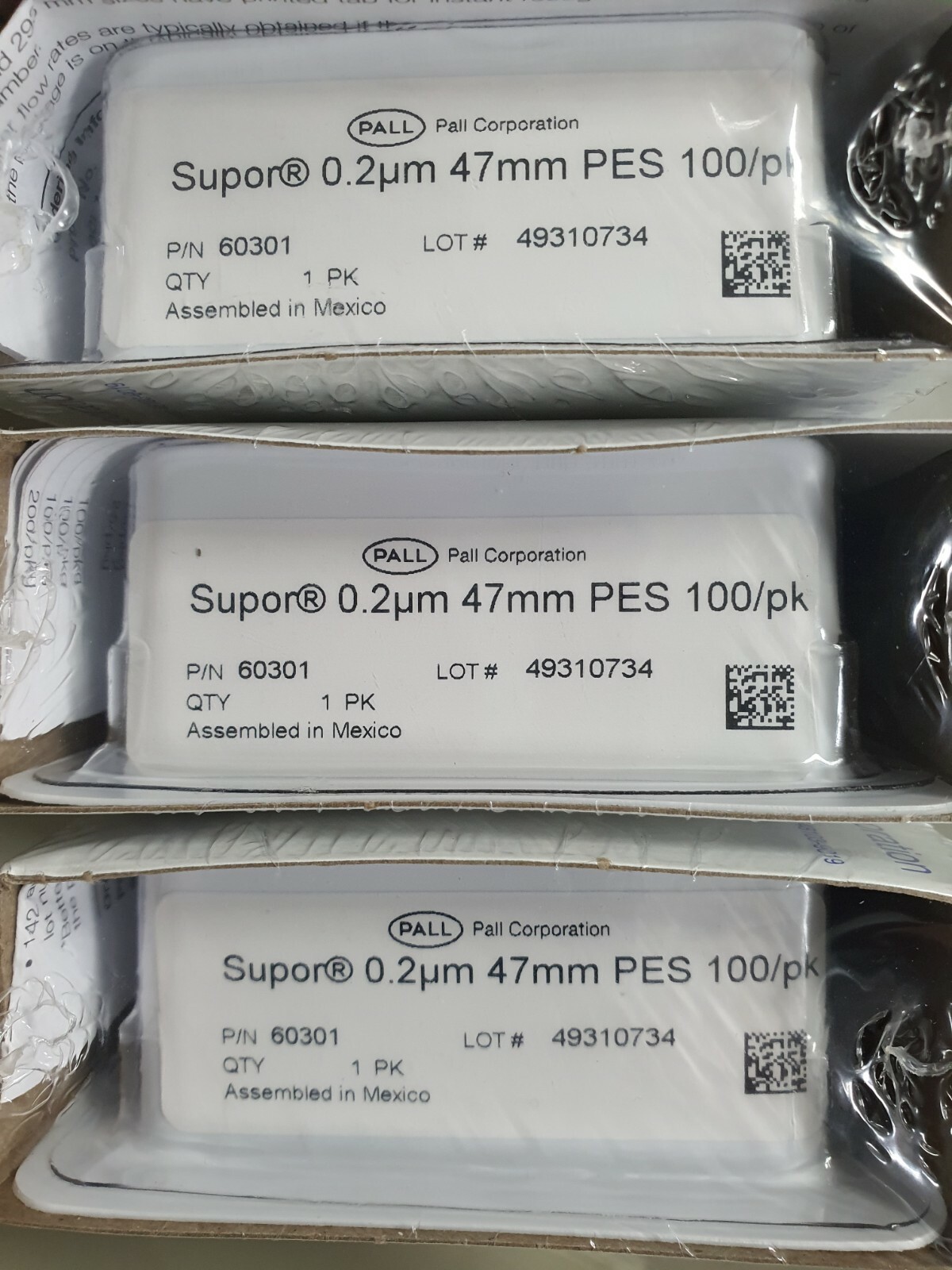 5BOX x (100/pkg) P/N 60301 PALL Supor® 200 MembraneDisc Filters 0.2 µm – 47 mm