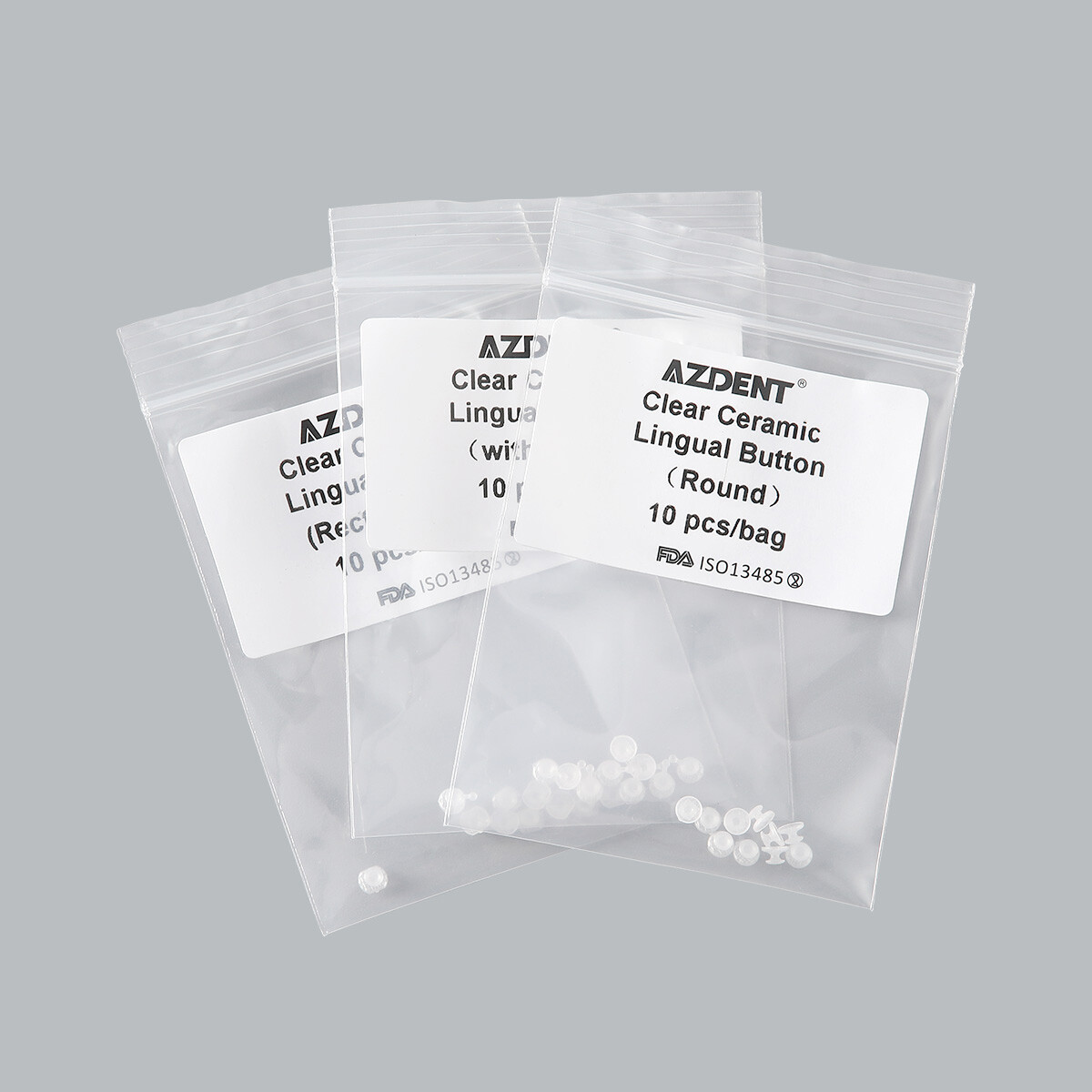 AZDENT Dental Orthodontic Composite Clear Ceramic Lingual Buttons for Bondable
