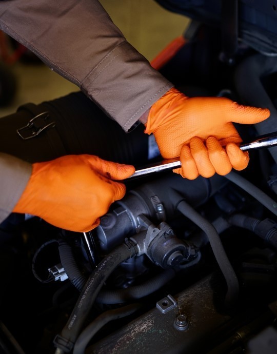 Lavex Pro Orange Heavy-Duty Nitrile Gloves — 8 Mil, Powder-Free Diamond-Textured