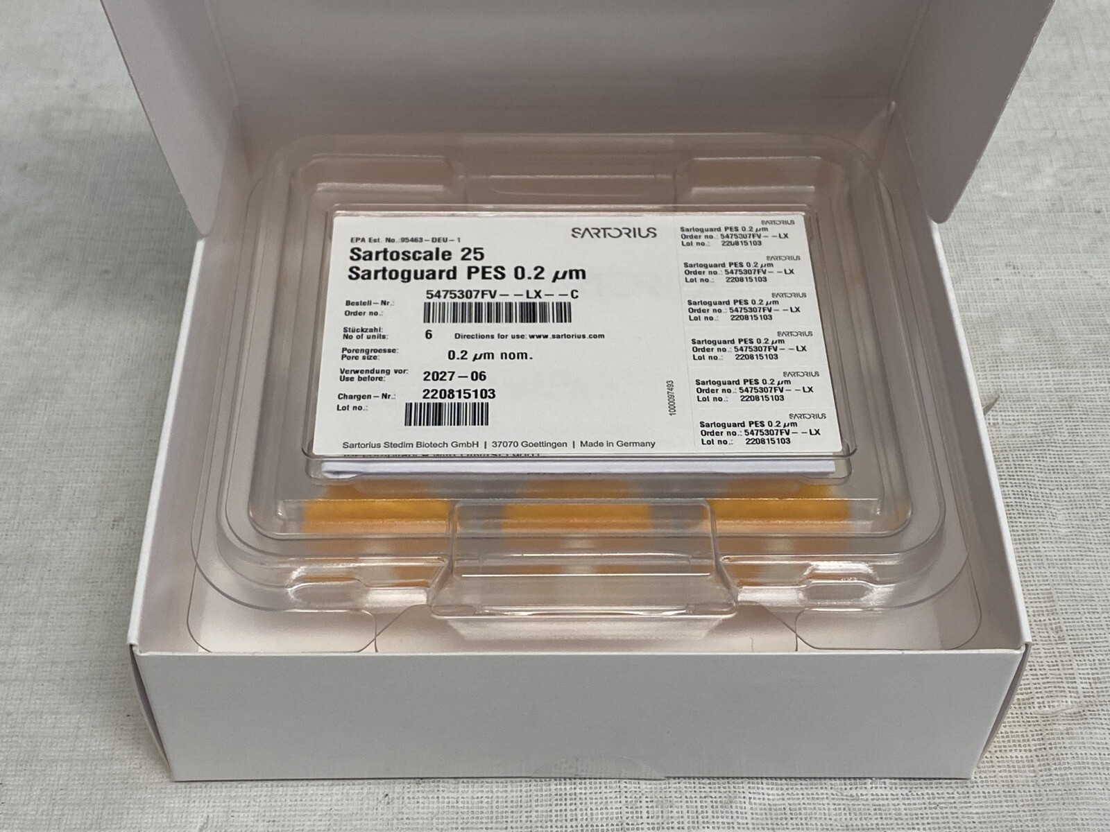 (6/Pk) SARTORIUS SartoScale 25 Sartoguard Filters 0.2um PES 5475307FV-LX-C